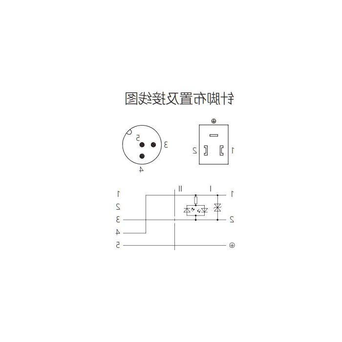 阀门插头类型B，DIN，10mm，3Pin/M12公头直型、双端预铸PUR柔性电缆、黑色护套、6VB061-XXX